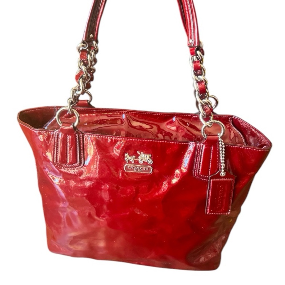 COACH Chelsea | Dark Red Patent Leather with Silver Accents